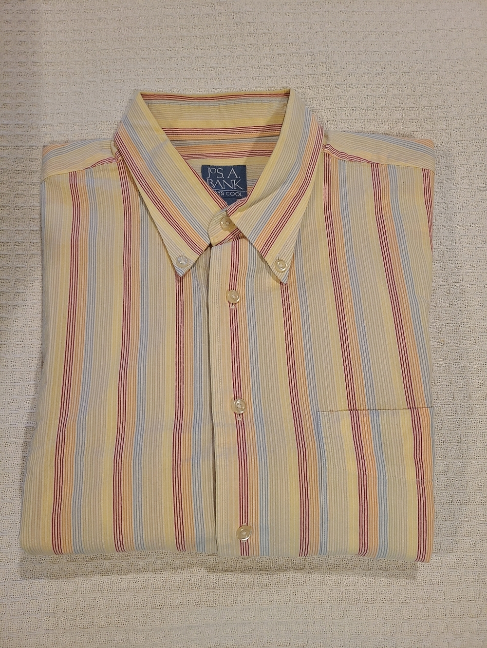 Jos. A. Bank Yellow Multi-Stripe Button-Down Dress Shirt